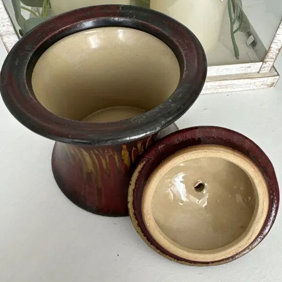 Vintage Studio Art Pottery Vase Home Decor Northwest Potter Black Red Yellow - Picture 2 of 12